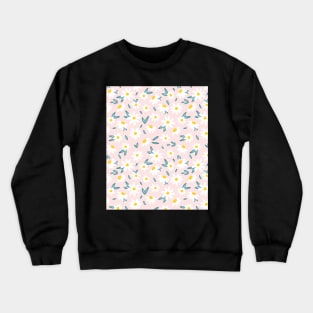 Daisy print with pastel pink background Crewneck Sweatshirt